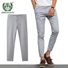 Calças de algodão para homens, calças retas, elásticas, sociais, formais, clássicas, casuais, para escritório 2024 - compre barato