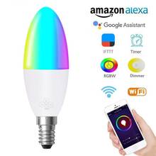 Bombilla LED inteligente con WiFi, lámpara RGB regulable multiherramienta para el hogar, funciona con Alexa, Google Home, E14, B22, E27, E26, 6W, V16S 2024 - compra barato