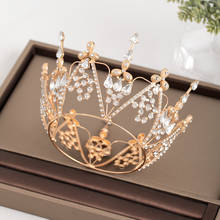 Trendy Gold Tiaras And Crowns For Wedding Party Crystal Rhinestone Round Diadems Bridal Women Hair Jewelry Hair Accessories 2024 - buy cheap