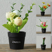 Прекрасные Искусственные растения в горшке, миниатюрные цветы, бонсай в горшке, зеленые искусственные растения, украшение для стола 2024 - купить недорого