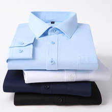 Camisa blanca Formal para hombre, camisa de manga larga de Color sólido para redes sociales, ropa de marca, Color negro y azul, novedad de otoño, 2021 2024 - compra barato