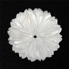 Chrysanthemum Shape Shell Flower Natural White Butterfly Shell Mother of Pearl Carved Pendant Beads for Jewelry Making DIY Hole 2024 - buy cheap