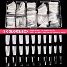 500pcs French False Acrylic Nail Tips Half Cover Tips Clear White Natural Coffin Artificial Fake Nails Acrylic Manicure Tools 2024 - купить недорого