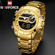 NAVIFORCE Top Brand Luxury Gold Men Watch Waterproof Quartz Digital Led Male Clock Military Sport Full Steel Man Wristwatch 9163 2024 - buy cheap