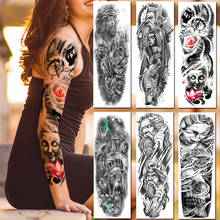 Large Size Buddha Lotus Temporary Tattoos For Women Men Fake Sparta Military Lion Skull Full Arm Sleeve Tatoos Sticker For Party 2024 - buy cheap