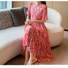 Summer 2022 Female Dress Oversized Dress V-Neck Ladies Vestidos Print Flare Sleeve Women Dress Bohemian Brand Cothes Robe Dress 2024 - buy cheap