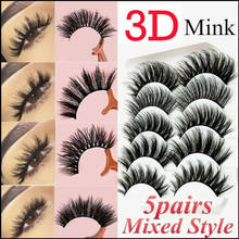 5Pairs 3D Natural False Eyelashes Long Thick Mixed Fake Eye Lashes Makeup Mink Volumizing  thickening curly False Eyelashe 2024 - buy cheap