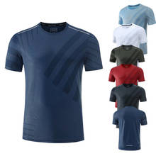 Compresión de camiseta de secado rápido para hombres deporte flaco corto Tee camisa hombre gimnasio Fitness culturismo entrenamiento Tops rojos ropa 2024 - compra barato