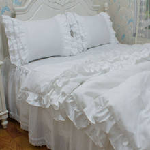 White bedding set Lace edge Embroidered Lace Cotton  Bedspread pillowcase Set Ruffle Embroidery HM-06W 2024 - buy cheap