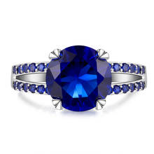 Aaa zircon diamantes anéis para feminino femme safira pedras preciosas azul cristal branco ouro prata cor festa jóias bijoux presentes 2024 - compre barato
