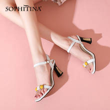 SOPHITINA Women Sandals Fashion PVC Leather High Quality Sandals Open Toe Buckle Heels All-Match White Elegant Lady Shoes DO408 2024 - buy cheap