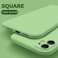 Цветной квадратный жидкий силиконовый чехол для iPhone 11 11Pro Max XR XS Max X 7 8 Plus 11Pro SE 2020 11 защитный чехол для камеры 2024 - купить недорого