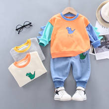 Новый весенний комплект одежды для маленьких мальчиков и девочек, хлопковая детская одежда в стиле пэчворк для малышей, спортивный костюм, футболка с длинным рукавом для младенцев, штаны, джинсы 2024 - купить недорого