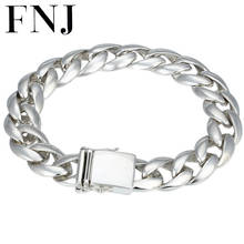 FNJ 925 Silver Bracelet Statement 20cm Link Big Chain Width 13mm Original Pure S925 Silver Bracelets for Men Jewelry Fine 2024 - buy cheap