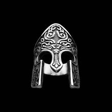 Man Viking Warrior Helmet Ring Scandinavian Pagan Norse Rune Stainless Steel Rings Totem Amulet Jewelry OSR432 2024 - buy cheap