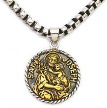 Classic Christianity Saint Joseph Embrace Jesus Metal Medal Pendant Necklace Religious Style Prayer Amulet Jewelry 2024 - buy cheap