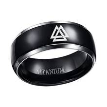 New Trendy Viking Rune Pattern Ring Men's Ring Black Bright Amulet Ring Jewelry Accessories Party Gift 2024 - buy cheap