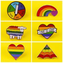 Colorful Pins Rainbow Heart Enamel Pins Sheep Love Badges On Clothes Jeans Metal Badges On a Backpack Set Stripe For Clothes 2024 - buy cheap