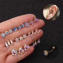 1PC Stud Earrings Set Cartilage Earring Piercing Tragus Ear Stainless Steel Cute Flower Earing Helix for Women Body Jewelry 20G 2024 - buy cheap