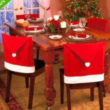 Рождественская накладка на стул, крышка из нетканого материала, обеденный стол, красная шляпа, Санта Клаус, чехлы на спинку стула, рождественские украшения для дома 2024 - купить недорого