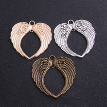 1pcs 66*69mm Three Color Wholesale Tone Big Double Angel Wing Pendant Charms Jewelry Findings 2024 - buy cheap