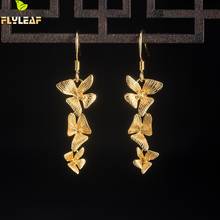 925 Sterling Silver 14k Gold Flowers Drop Earrings For Women Fine Jewelry Chinese Ethnic Style Lady Birthday Present New Arrival 2024 - buy cheap