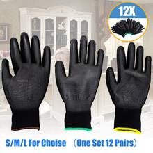 New Arrival 12 Pairs Black Nylon PU Safety Work Gloves Builders Grip For Palm Coating Gloves 2024 - buy cheap