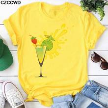 Yellow Plus Size Women T-Shirts Summer Delicious Juice Funny Print Tops Female T-Shirt Small Fresh Harajuku Woman Tshirt Clothes 2024 - buy cheap