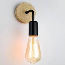 Lámpara de pared de madera para interiores, iluminación Led moderna de estilo nórdico, Retro, para decoración Industrial de Loft, sala de estar y hogar 2024 - compra barato