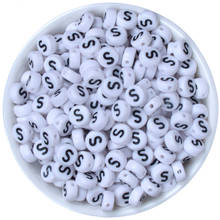 Contas de letras acrílicas redondas, conjunto de contas de alfabeto de letra para crianças, pulseiras e colar 2024 - compre barato