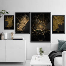 Poster  Amsterdam Tokyo Barcelona Modern World City Gold Map Tour Paintings Canvas Print Art Wall Pictures For Living Room Home 2024 - buy cheap