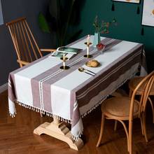 Large Linen Tablecloth kitchen Tassel Embroidery Multi Color Decorative OilProof Thick Rectangular Table Cover Tea Table Cloth 2024 - buy cheap