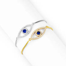 Mau olho trançado corda pulseira para mulher cz arco-íris turco preto cobre embutimento zircão cristal azul pulseira jóias por atacado 2024 - compre barato