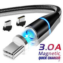 1m magnético rápido usb c cabo para huawei samsung carregador 3a carga rápida 3.0 micro usb tipo c ímã cabo de dados de carregamento do telefone 2024 - compre barato