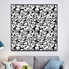Черно-белые картины панды, настенные картины, милые панды, плакаты и принты для декора гостиной, детской комнаты 2024 - купить недорого
