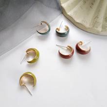 Fashion rounded color metal geometry stud earrings Creative Exquisite Opals Geometric Fan Ear Studs FOR Women Jewelry Gift 2024 - buy cheap