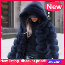 Women Autumn Winter Faux Mink Female Outerwear Winter Hooded New Faux Fur Jacket Warm Thick Outerwear Jacket Long Women's coat& 2024 - compre barato