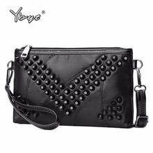 YBYT  vintage rivet messenger bags for women patchwork PU leather envelope shoulder bag solid handbags lady crossbody bag clutch 2024 - buy cheap