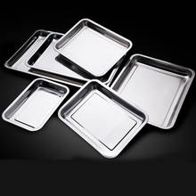 Квадратная тарелка, поддоны для хранения, нержавеющая сталь, кухонная посуда для утолщенных барбекю, прямоугольный глубокий поднос, рисовые блюда, барбекю 2024 - купить недорого
