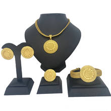 Conjunto de joyas de compromiso para mujer, juego de collar y pendientes grandes, Color dorado, estilo árabe, moda de lujo, Dubái 2024 - compra barato