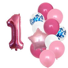 12pcs/lot Girl Birthday Balloons with 32inch Pink Number baloon 3rd Birthday Party Decoration Kids anniversaire 9/1/3 years old 2024 - buy cheap