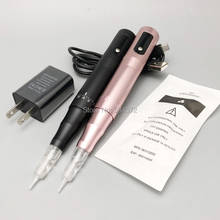 Профессиональная светодиодный ная Цифровая беспроводная тату-машинка PMU 5 скоростей Перманентный макияж для бровей губ ручка (розовый/черный) 2024 - купить недорого