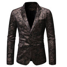 Black Paisley Jacquard Blazer Men 2021 Brand New Single Breasted Nightclub Mens Blazer Jacket Party Wedding Dress Blazer Male 2024 - buy cheap