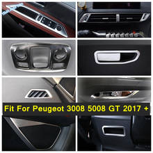 Ajuste Interior plateado para Peugeot 3008 5008 GT 2017 - 2021 guante y caja de cambio de marchas lentejuelas/ventilación de CA/manija de la puerta cubierta del Tazón embellecedor 2024 - compra barato