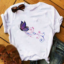 Blusa feminina borboleta desenho animado, camiseta feminina elegante estética 2024 - compre barato