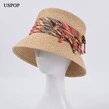 USPOP Newest women sun hats summer raffia sun hats female beach hats vacation style wide brim straw hats 2024 - buy cheap