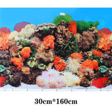 3D Aquarium Landsacpe Poster 30×160cm Fish Tank Background Painting Sticker Double-sided Ocean Plants HD Aquarium Decorations 2024 - buy cheap