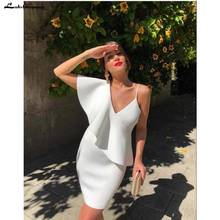 White Elegant Short Cocktail Dresses Spaghetti Ruffles Sleeveless Girls Mini Formal Party Gowns Cheap 2024 - buy cheap