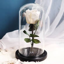 Beauty And The Beast Red Rose In Flask Glass Dome On A Wooden Base For Christmas Day Gift Home Table Decoration Eternal Flowers 2024 - buy cheap