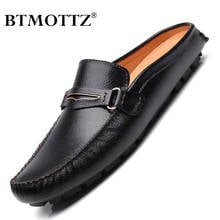 Summer Men Shoes Casual Brand Mens Penny Loafers Leather Half Slipper Breathable Slip on Lazy Driving Shoes Men Moccasins 2021 2024 - buy cheap